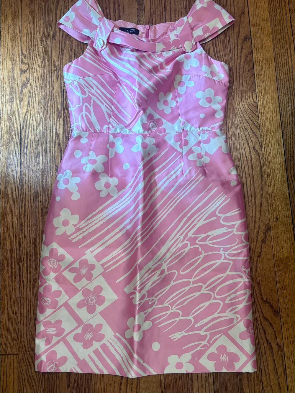 Teri Jon Pink & White Floral mod Dress Sz 10